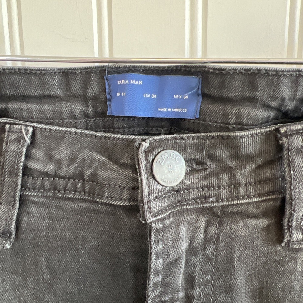 Zara Premium Jeans Women‎ Sz 34 Charcoal Wash Skinny Stretch Distressed Denim - Picture 3 of 9